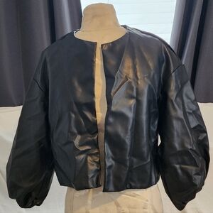 Black Faux Leather Women's Jacket